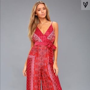 Satin Rose Pink Multi Print Jumpsuit